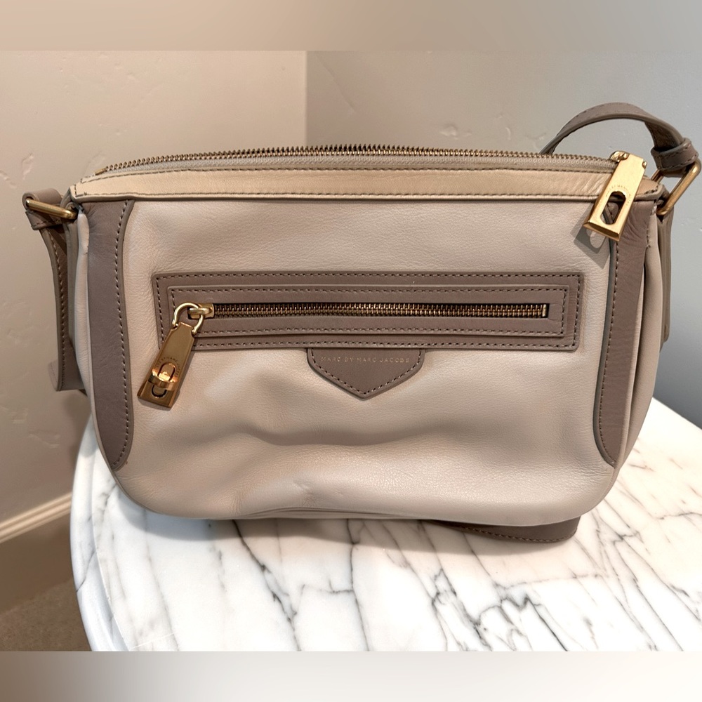 Marc By Marc Jacobs Taupe Lock Crossbody Bag